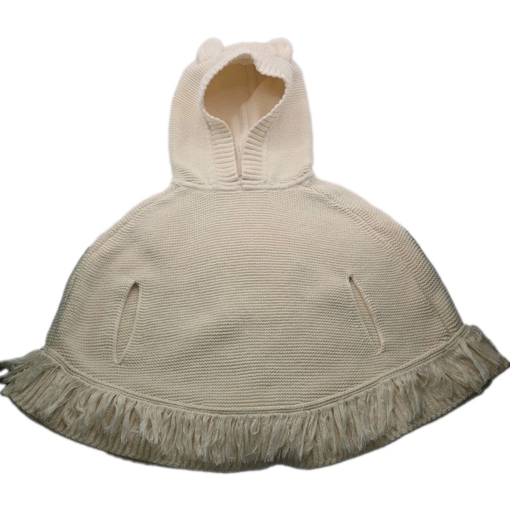 BABY GAP HOODED PONCHO IVORY SIZE 3Y WITH EARS